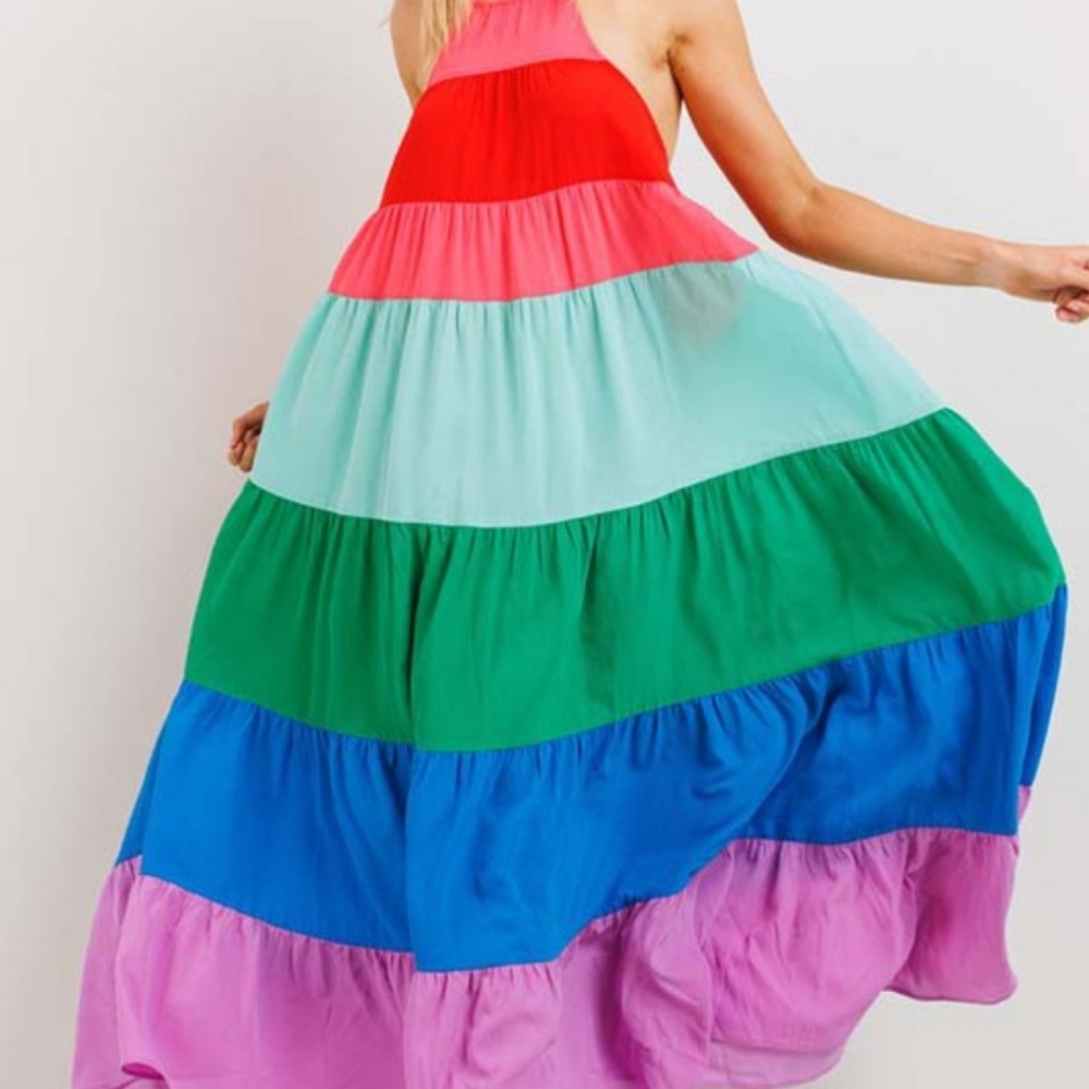 GU Color block maxi dress